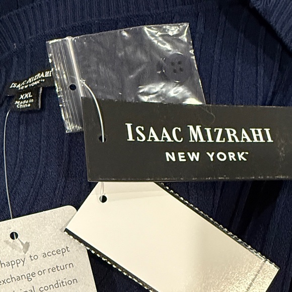 NWT Isaac Mizrahi Navy Cardigan with Colorful Stripes - Picture 3 of 4